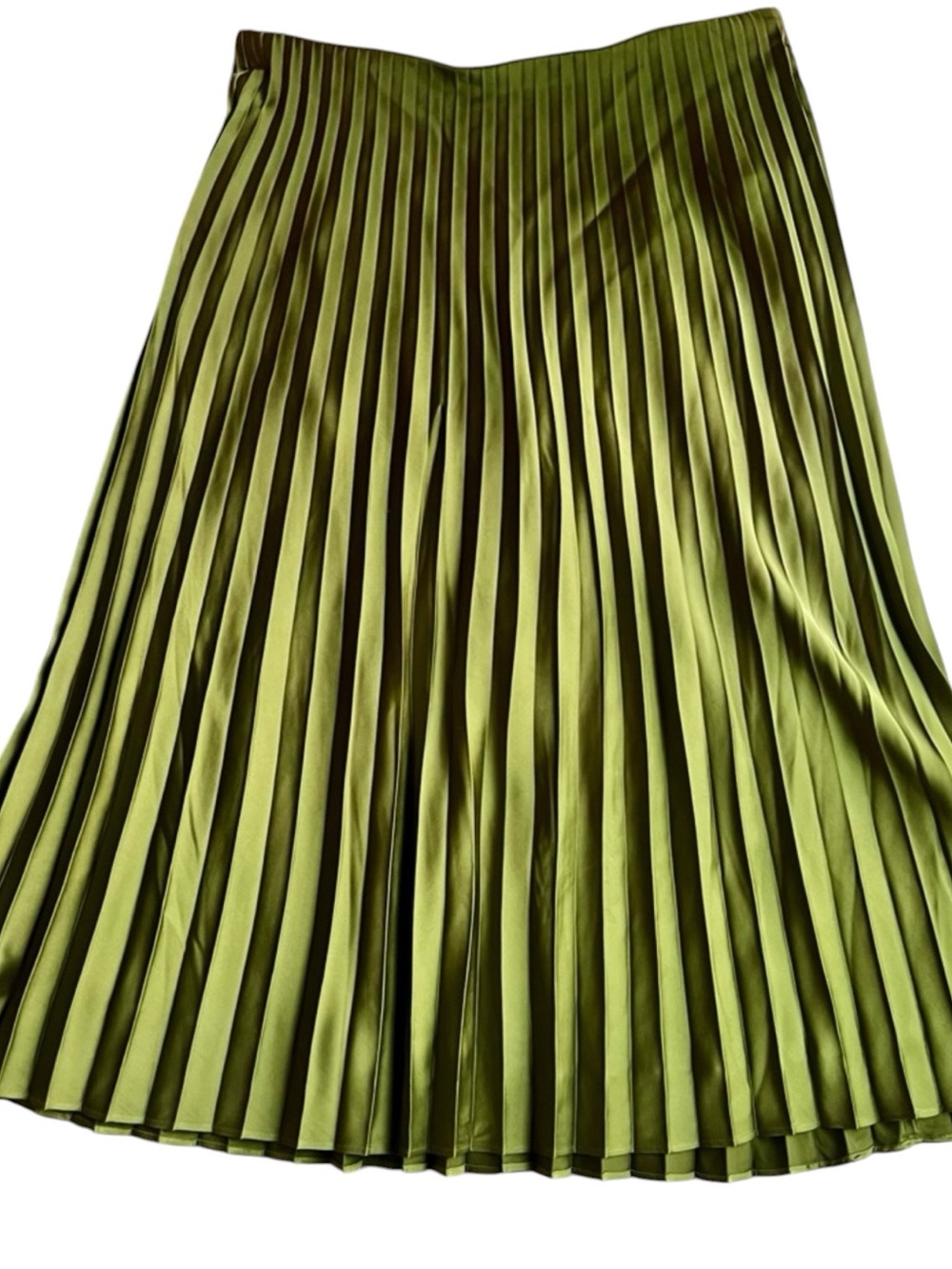 J. Crew Olive Green Pleated Midi Skirt Size L
